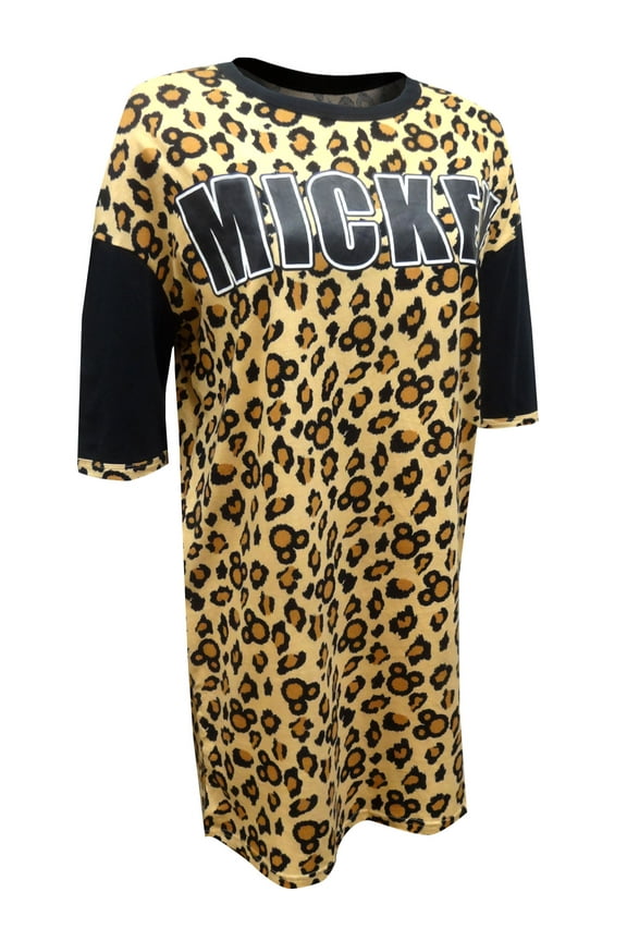 Womens Disney's Mickey Mouse Leopard Print Night Shirt (Small)