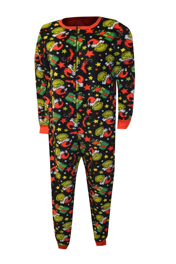 Womens Dr Seuss Grinch Merry Whatever Drop Seat Womens Onesie Union Suit (2X)