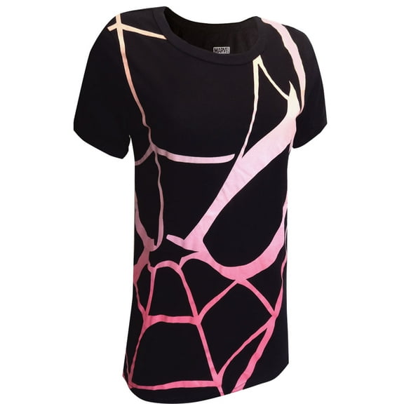 MJC Womens Marvel Comics Spiderman Web Black Tee Shirt (Medium)