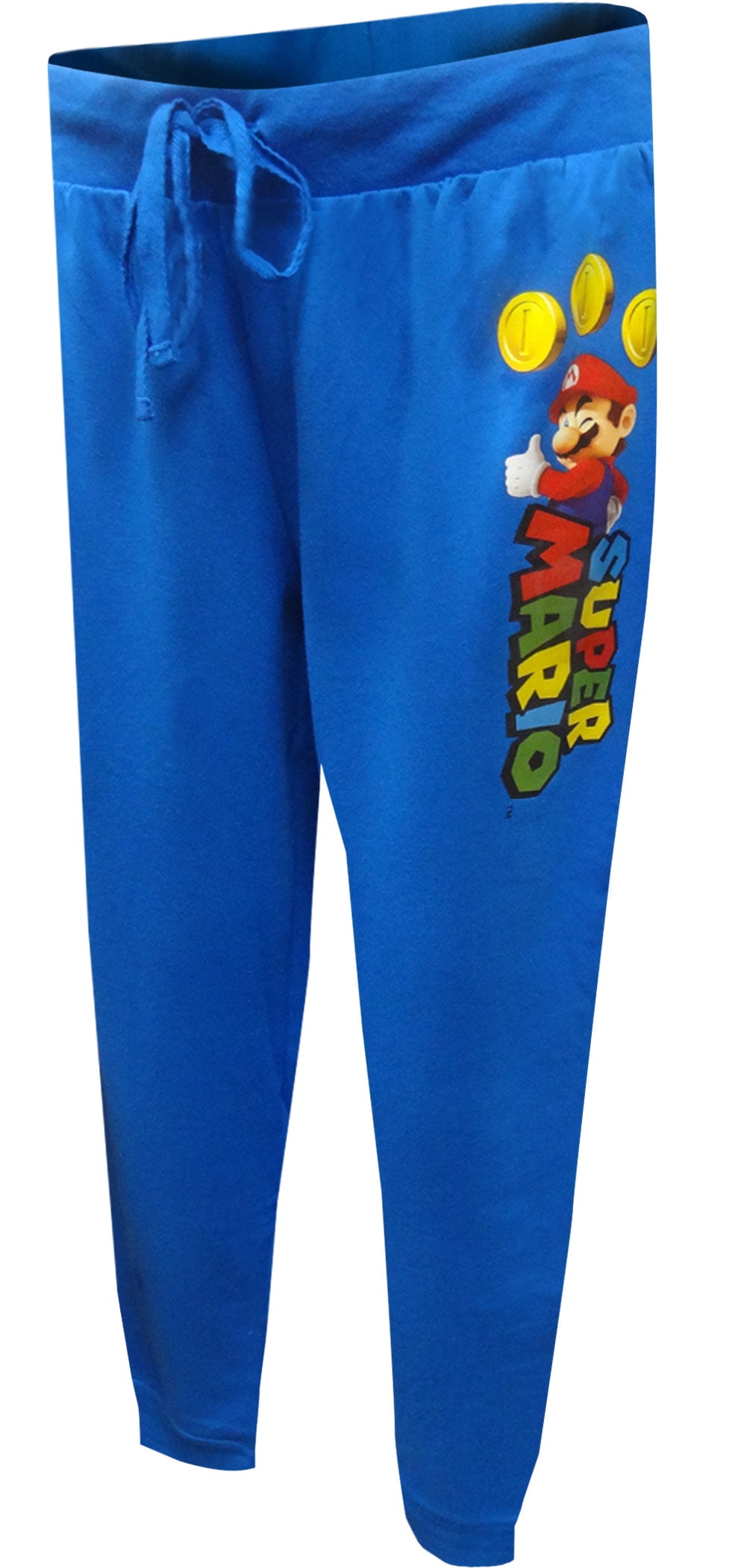 MJC Womens Nintendo Super Mario Royal Blue Jogger Lounge Pants (Large)