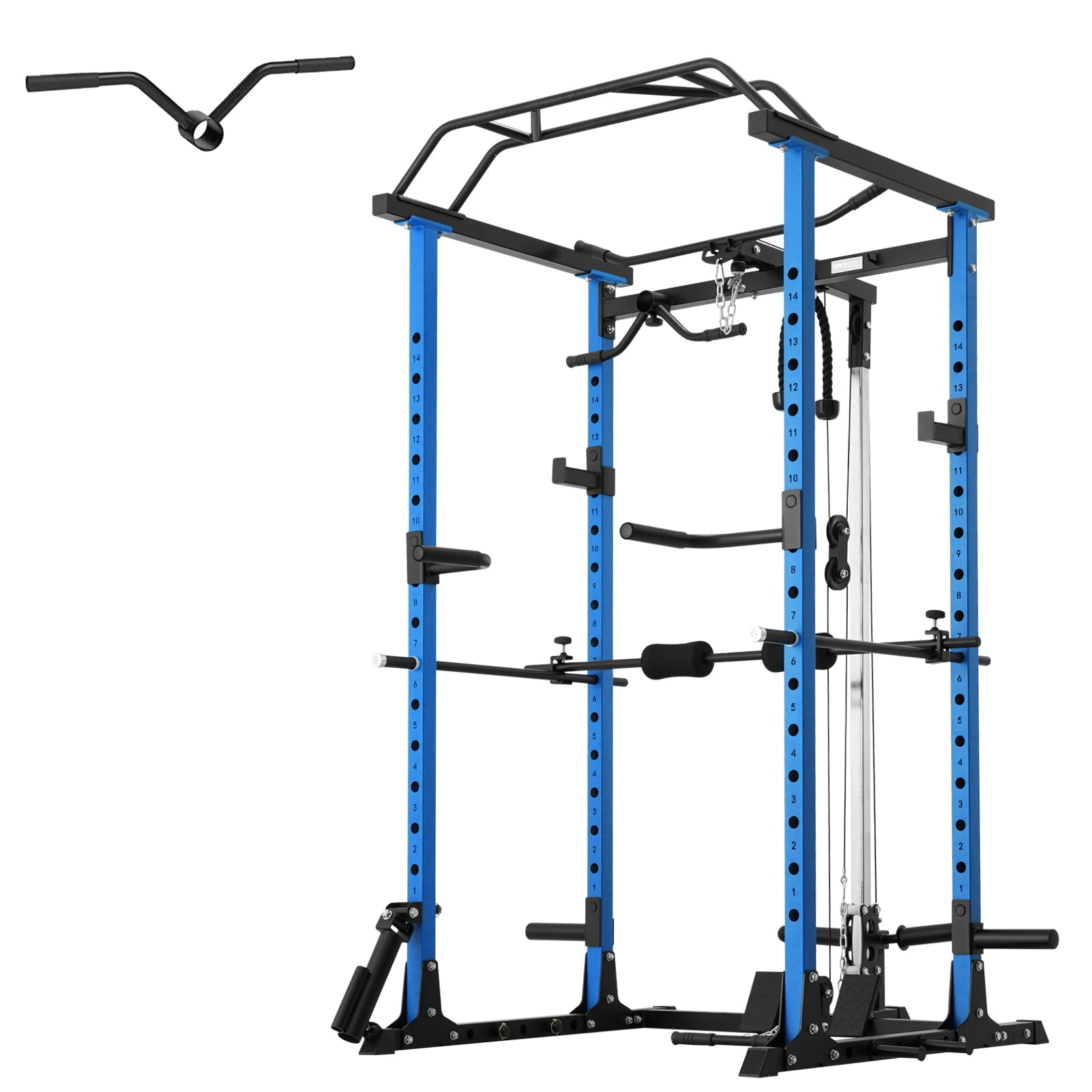 Fitness Reality Squat Rack Power Cage with J-Hooks, Landmine 360° Swivel,  Weight Plate Storage Attachment and Power Band Pegs