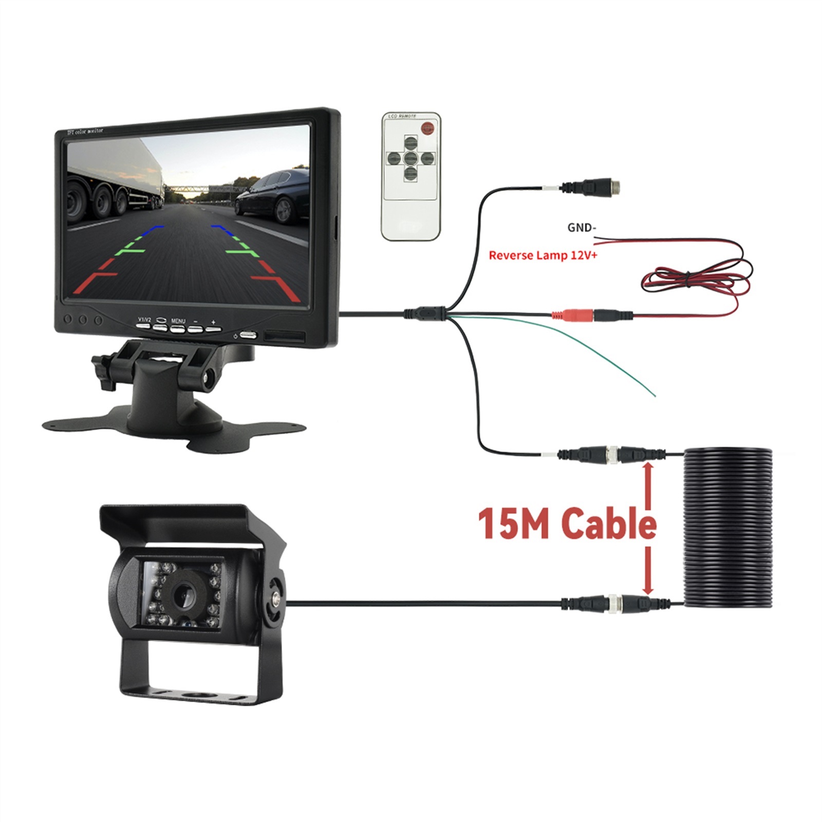 7 Inch Rear View Camera Screen MJDOUD 7 Inch Car Rear View Camera Monitor for Truck Parking 9-36V Bus ...