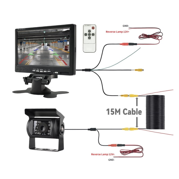 MJDOUD 7 Inch Car Rear View Camera Monitor for Truck Parking 9-36V Bus Security Display with 1024*600 HD LCD Screen Universal ,Effortless Control