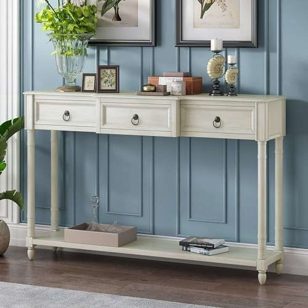 MJGXCBO Long Entryway Console Table with Drawers and Bottom Rustic Sofa ...