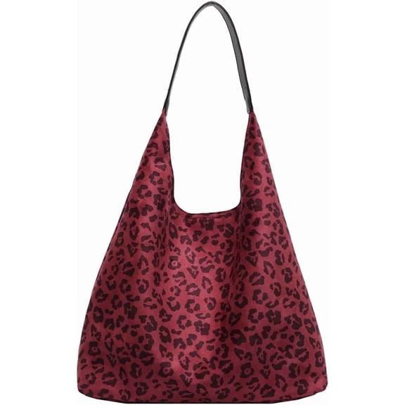 MJIAN Women's Leopard Print Suede Tote Bag Large Capacity Suede Tote Bag Suede Tote Bag with Small Pocket Vintage Leather Hobo Bag Suitable for Commuting and Everyday Use