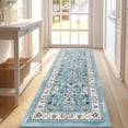 thumbnail image 1 of MJIAexp 2' x 6' Boho Floral Kitchen Runner Rug Machine Washable Runner Rug Non-Slip Hallway Runner Laundry Rug Throw Carpet for Living Room Bedroom Dining Room Entryway Kitchen Blue, 1 of 11