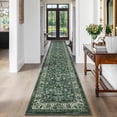thumbnail image 1 of MJIAexp 2'x10' Boho Floral Kitchen Runner Rug Machine Washable Runner Rug Non-Slip Rubber back Hallway Runner Laundry Rug Throw Carpet for Living Room Bedroom Dining Room Entryway Kitchen Green, 1 of 10