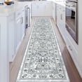 thumbnail image 1 of MJIAexp 2'x10' Boho Floral Kitchen Runner Rug Machine Washable Runner Rug Non-Slip Rubberback Hallway Runner Laundry Rug Throw Carpet for Living Room Bedroom Dining Room Entryway Kitchen Light Gray, 1 of 9