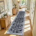 thumbnail image 1 of MJIAexp 2'x10' Boho Runner Rug,Non Slip Washable Floral Hallway Runner Rug with Rubber Backing, Low Pile Faux Wool Distressed Carpet for Kitchen, Laundry, Bedroom, Entrance,Black, 1 of 8
