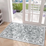 MJIAexp 2'x3' Moroccan Bedroom Rug Washable Vintage Boho Area Rug Non-Slip Accent Throw Rug Stain Resistant Floor Carpet for Kitchen Entryway Bathroom Living Ro
