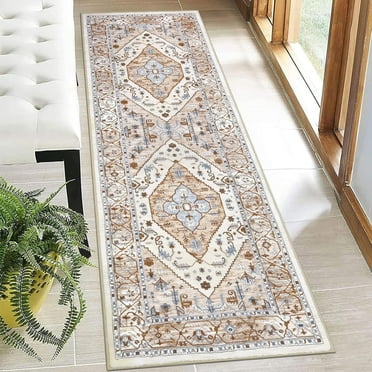 MJIAexp 2'x6' Boho Kitchen Runner Rug Indoor Machine Washable Hallway Runner Rug Non-Slip Entryway Runner Laundry Rug Throw Carpet for Living Room Bedroom Dining Room Hallway Kitchen Light Red