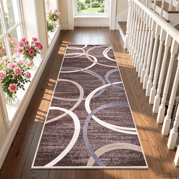 MJIAexp 2'x6' Boho Runner Rug Indoor Machine Washable Hallway Runner Rug Non-Slip Entryway Runner Laundry Rug Throw Carpet for Living Room Bedroom Dining Room Hallway Kitchen,Brown