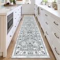 thumbnail image 1 of MJIAexp 2'x8' Boho Floral Kitchen Runner Rug Machine Washable Runner Rug Non-Slip Rubberback Hallway Runner Laundry Rug Throw Carpet for Living Room Bedroom Dining Room Entryway Kitchen Light Gray, 1 of 9