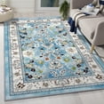 thumbnail image 1 of MJIAexp 3'x5' Moroccan Bedroom Rug Washable Vintage Boho Area Rug Non-Slip Accent Throw Rug Stain Resistant Floor Carpet for Kitchen Entryway Bathroom Living Room Office Floral Blue, 1 of 9