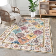 MJIAexp 3x5 Moroccan Bedroom Rug Washable Vintage Boho Area Rug Non-Slip Accent Throw Rug Stain Resistant Floor Carpet for Kitchen Entryway Bathroom Living Room Office Boho Multi-color