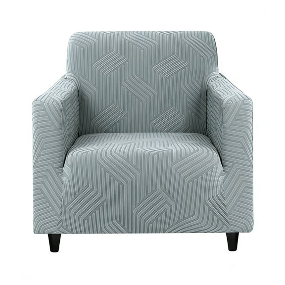 MJIAexp (31"-46") Stretch Sofa Cover Slipcover,Couch Covers for 1 Cushion Couch Sofa with sofa armrest,Pet Friendly Furniture Protector Sofa with Elastic Bottom for Kids,Jacquard lines(Light gray)