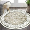thumbnail image 1 of MJIAexp 4ft Mandala Boho Round Rug Circle Rug Non-Slip Machine Washable Area Rug Soft Bedroom Rug Throw Rug Vintage Carpet for Living Room Kitchen Dorm Coffee Table Distressed Brown, 1 of 8