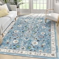 thumbnail image 1 of MJIAexp 5'x7' Moroccan Area Rug Washable Bedroom Rug Vintage Boho Area Rug Non-Slip Accent Throw Rug Stain Resistant Floor Carpet for Kitchen Entryway Living Room Office Floral Blue, 1 of 13