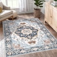 thumbnail image 1 of MJIAexp 5'x7' Vintage Boho Area Rug Washable Area Rug for Living Room Non-Slip Distressed Accent Rug Faux Wool Bedroom Rug Floor Carpet for Dining Room Bedroom Kitchen Entryway Office Blue, 1 of 10