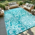 thumbnail image 1 of MJIAexp 6'x9' Blue Outdoor Rug Patio Rug Waterproof RV Outdoor Rug Camping Rugs Reversible Plastic Straw Rug Large Outdoor Mat for Camping, Balcony Apartment, Patio, Porch, Picnic, Beach, 1 of 8