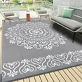 thumbnail image 1 of MJIAexp 6'x9' Gray Outdoor Rug Patio Rug Waterproof RV Outdoor Rug Camping Rugs Reversible Plastic Straw Rug Large Outdoor Mat for Camping, Balcony Apartment, Patio, Porch, Picnic, Beach, 1 of 9
