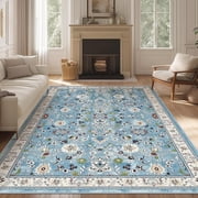MJIAexp 6'x9' Moroccan Area Rug Washable Bedroom Rug Vintage Boho Area Rug Non-Slip Accent Throw Rug Stain Resistant Floor Carpet for Kitchen Entryway Living Ro