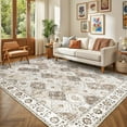 thumbnail image 1 of MJIAexp 6'x9' Moroccan Area Rug Washable Bedroom Rug Vintage Boho Area Rug Non-Slip Accent Throw Rug Stain Resistant Floor Carpet for Kitchen Entryway Living Room Office Boho Beige, 1 of 8