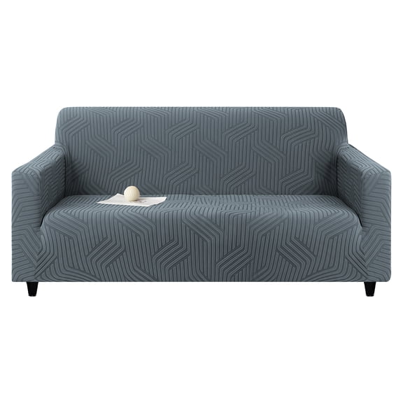 MJIAexp (71"-91") Stretch Sofa Cover Slipcover,Couch Covers for 3 Cushion Couch Sofa with sofa armrest,Pet Friendly Furniture Protector Sofa with Elastic Bottom for Kids,Jacquard lines(Charcoal)