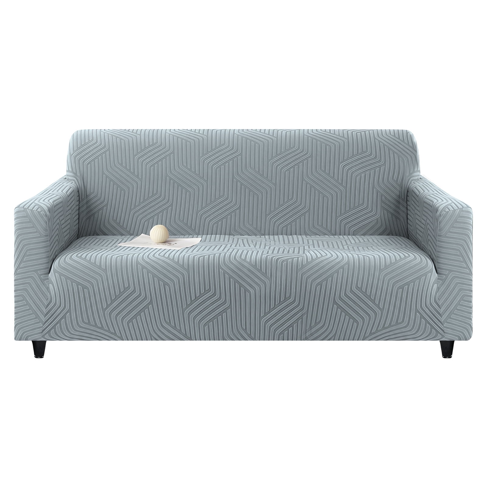 MJIAexp (71"-91") Stretch Sofa Cover Slipcover,Couch Covers for 3 Cushion Couch Sofa with sofa armrest,Pet Friendly Furniture Protector Sofa with Elastic Bottom for Kids,Jacquard lines(Light gray)