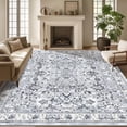 thumbnail image 1 of MJIAexp 8'x10' Moroccan Area Rug Washable Bedroom Rug Vintage Boho Area Rug Non-Slip Accent Throw Rug Stain Resistant Floor Carpet for Kitchen Entryway Living Room Office Floral Gray, 1 of 13