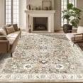 thumbnail image 1 of MJIAexp 8'x10' Moroccan Area Rug Washable Bedroom Rug Vintage Boho Area Rug Non-Slip Accent Throw Rug Stain Resistant Floor Carpet for Kitchen Entryway Living Room Office Floral Beige, 1 of 11