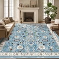 thumbnail image 1 of MJIAexp 8'x10' Moroccan Area Rug Washable Bedroom Rug Vintage Boho Area Rug Non-Slip Accent Throw Rug Stain Resistant Floor Carpet for Kitchen Entryway Living Room Office Floral Blue, 1 of 14