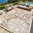 thumbnail image 1 of MJIAexp 8'x10' Brown Outdoor Rug Patio Rug Waterproof RV Outdoor Rug Camping Rugs Reversible Plastic Straw Rug Large Outdoor Mat for Camping, Balcony Apartment, Patio, Porch, Picnic, Beach, 1 of 8