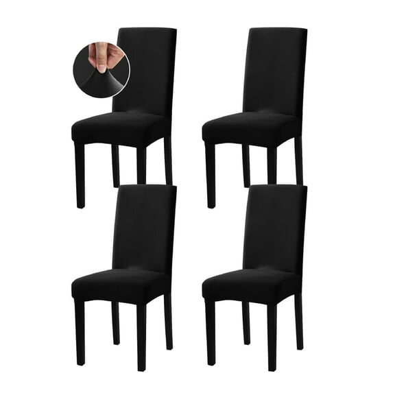 MJIAexp Chair Covers Set of 4, Stretch Chair Slipcovers Seat Protector Armless Removable Washable Elastic Universal Spandex Solid Chair Slip Covers for Home, Hotel, Banquet Black