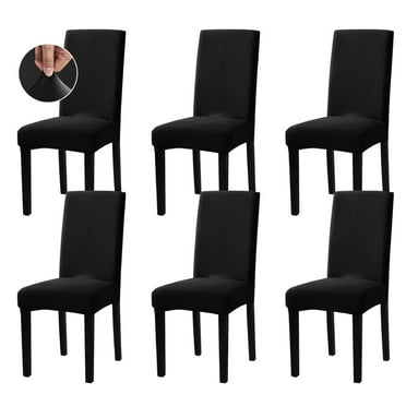 MJIAexp Chair Covers Set of 6, Stretch Chair Slipcovers Seat Protector Armless Removable Washable Elastic Universal Spandex Solid Chair Slip Covers for Home, Hotel, Banquet Black
