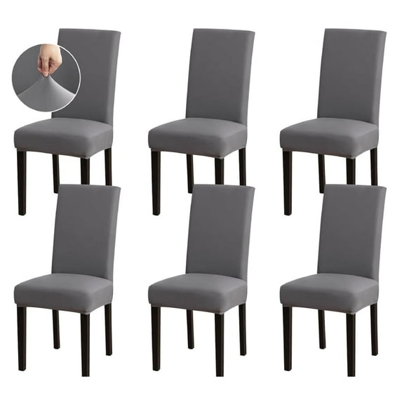 MJIAexp Chair Covers Set of 6, Stretch Chair Slipcovers Seat Protector Armless Removable Washable Elastic Universal Spandex Solid Chair Slip Covers for Home, Hotel, Banquet Dark Gray
