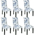thumbnail image 1 of MJIAexp Chair Covers Set of 6, Stretch Chair Slipcovers Seat Protector Armless Removable Washable Elastic Universal Spandex Solid Chair Slip Covers for Home, Hotel, Banquet Blue Flowers, 1 of 7
