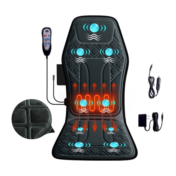 HMMSYLVA Back Massager with Heat and Vibration, 9 Mode 9 Intensity Full Body Electric Back Neck Lumbar Vibration Massage for Home Car Office Chair Pad Seat Cushion Gray