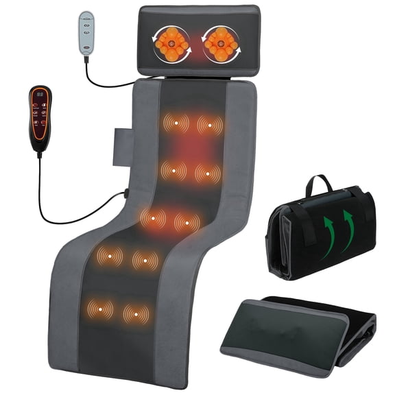 HMMSYLVA Full Body Back Massager with Heating and 10 Vibration 9 Modes, Back Massage Mat Features Detachable Shiatsu Neck Massage Pillow with Remote
