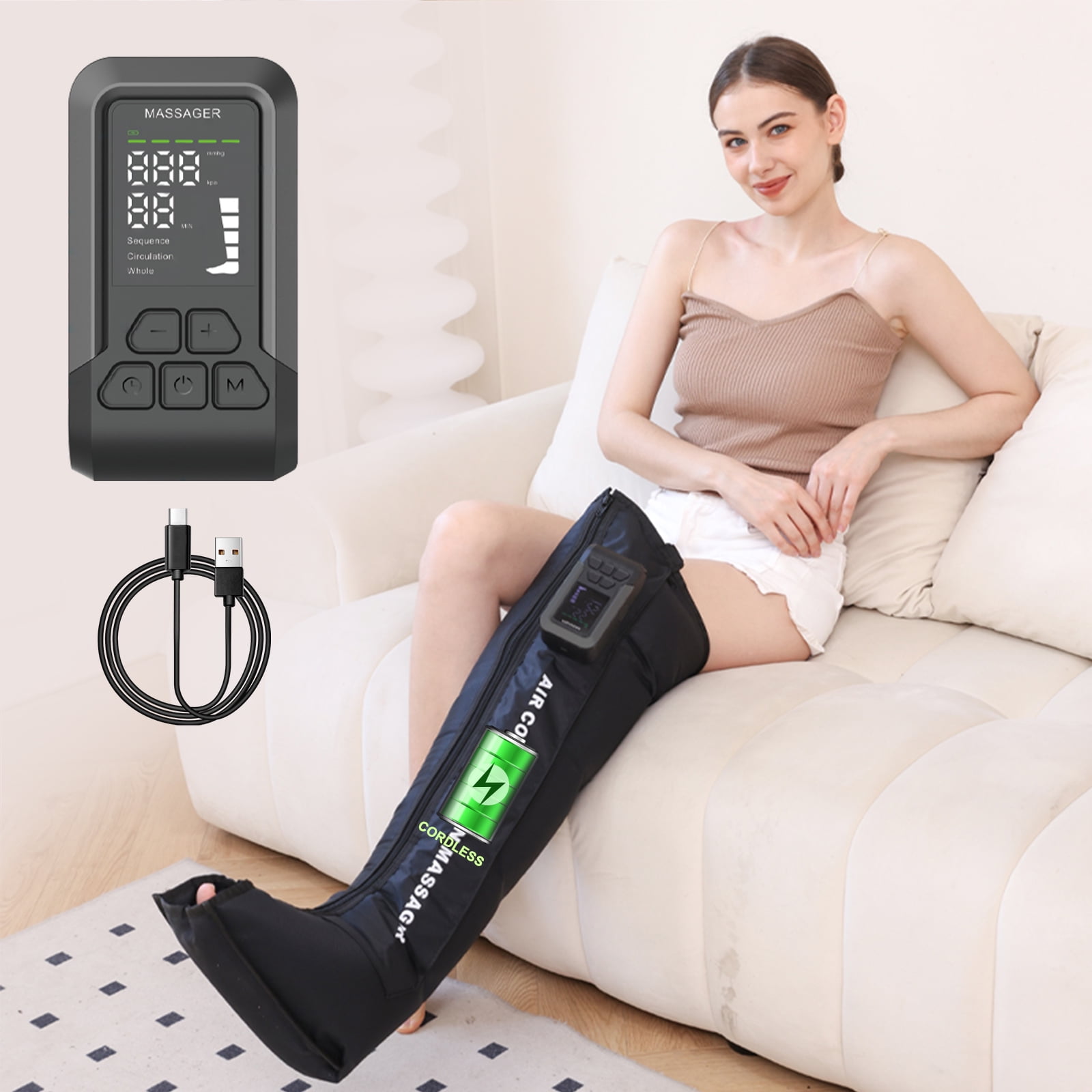 MJK Full Leg Massager and Heat for circulation, Recovery Leg Boots Calf ...