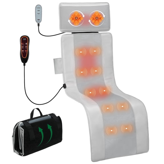 HMMSYLVA Vibrating Full Body Massage Mat with Detachable Shiatsu Neck Massager Features Remote, 9 Modes Electric Massage Pad Back Massager with Heat