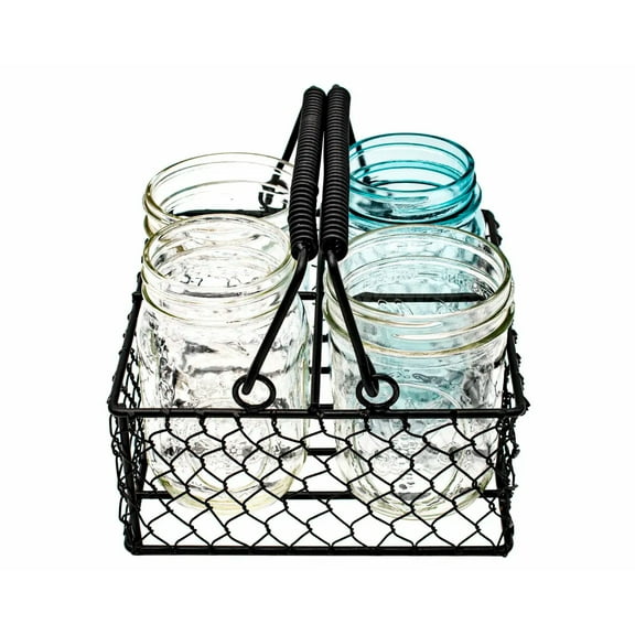 MJL Chicken Wire Caddy for 4 Pint Mason Jars