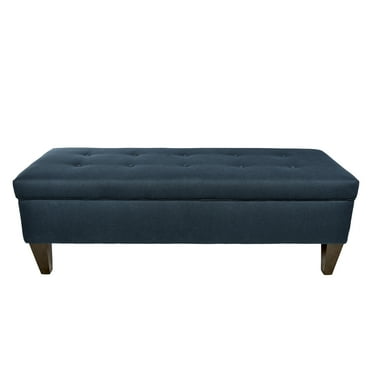 MJL Furniture  Brooke 10 Button Tufted Dawson7 Long Storage Bench Ottoman Dark Blue