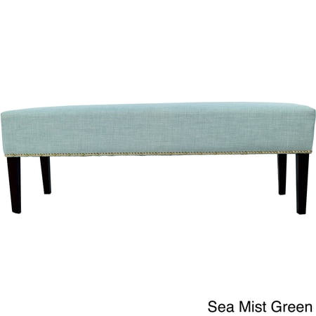 MJL Furniture Designs MJL Furniture Roxanne Nail Trim Upholstered Long Bench Entryway, Standard Benches Sea Mist