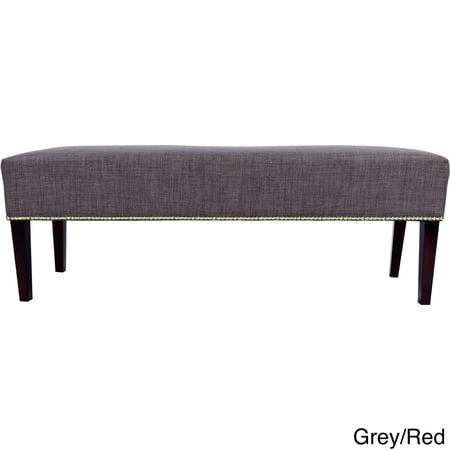 MJL Furniture Designs MJL Furniture Roxanne Nail Trim Upholstered Long Bench Standard Benches Grey/Red