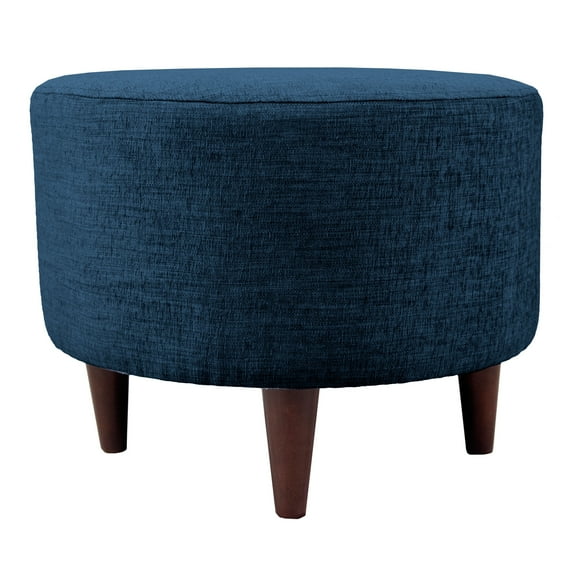 MJL Furniture Designs MJL Furniture Sophia Lucky Round Upholstered Ottoman Dark Blue