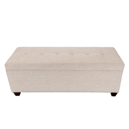 MJL Furniture Designs SOLE SECRET DUO 6 Button Nail Linen & Shoe Storage Bench - NOVA camel