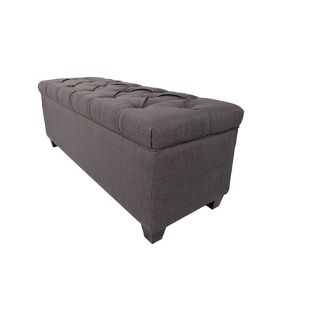 MJL Furniture Designs Sole Secret Diamond-tufted Linen Storage Bench red-grey