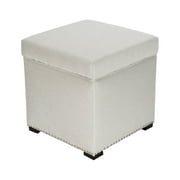 MJL Furniture Designs TAMI Corona Square Upholstered Nail Trimmed Storage Ottoman Platinum