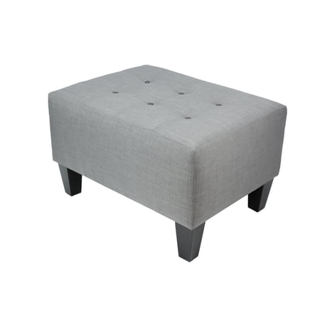 MJL Furniture MAX Squared Decorative Button Tufted Upholstered Grey Firm Ottoman Charcoal